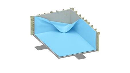 Piscina de madera AQUA 8.5 x 4.35 – H.1.45 m, azul claro, sobre bastidor - sin solera