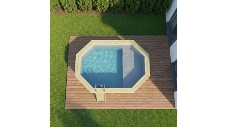 Piscina de madera NEMO 4.3 x 3 – H.1.18 m con playa, gris, sobre bastidor - sin solera