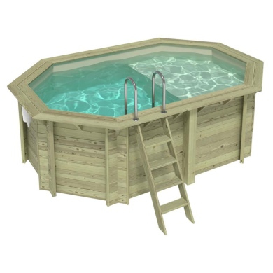 Piscina de madera NEMO 4.3 x 3 – H.1.31 m con playa, arena, sobre bastidor - sin solera