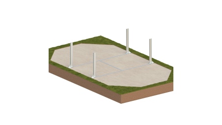 Piscina de madera NEMO 7.3 x 3.97 – H.1.45 m con playa, arena, sobre bastidor - sin solera