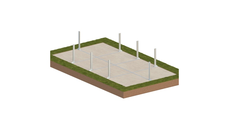 Piscina de madera AQUA 7 x 3.75 – H.1.45 m con playa, gris, sobre bastidor - sin solera
