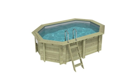Piscina de madera NEMO 4.3 x 3 – H.1.18 m, gris, con vigas a encastrar en la solera
