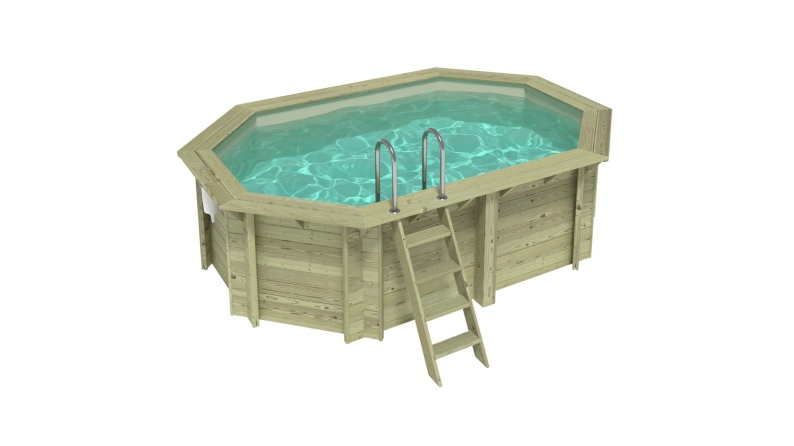 Piscina de madera NEMO 4.3 x 3 - H.1.18 m, arena, con vigas a atornillar a la solera