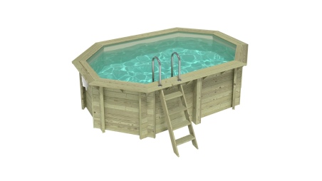 Piscina de madera NEMO 4.3 x 3 - H.1.18 m, arena, con vigas a atornillar a la solera