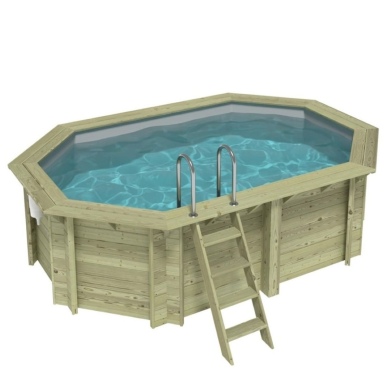 Piscina de madera NEMO 4.3 x 3 – H.1.18 m, gris, sobre bastidor - sin solera