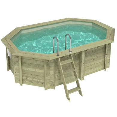 Piscina de madera NEMO 4.3 x 3 – H.1.18 m, arena, sobre bastidor - sin solera