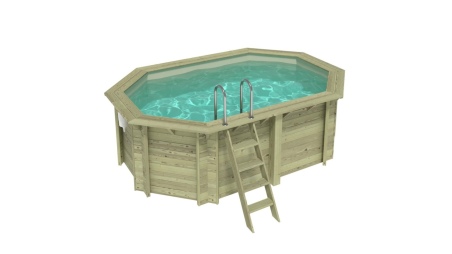 Piscina de madera NEMO 4.3 x 3 – H.1.31 m, arena, con vigas a encastrar en la solera