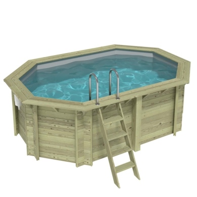 Piscina de madera NEMO 4.3 x 3 – H.1.31 m, gris, sobre bastidor - sin solera