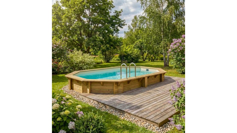 Piscina de madera NEMO 4.3 x 3 – H.1.31 m, arena, sobre bastidor - sin solera