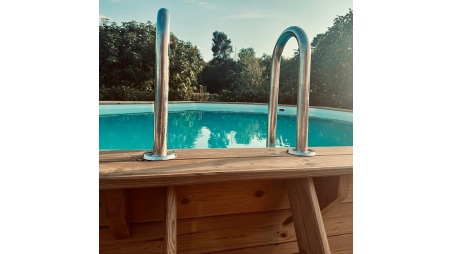 Piscina de madera NEMO 5.79 x 3.49 - H.1.45 m, arena, con vigas a atornillar a la solera