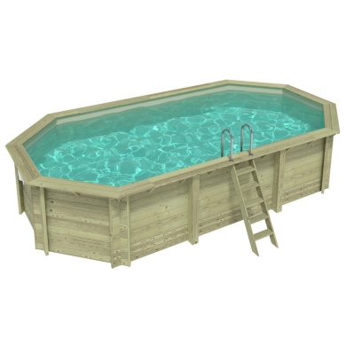 Piscina de madera NEMO 7.3 x 3.97 – H.1.45 m, arena, con vigas a encastrar en la solera