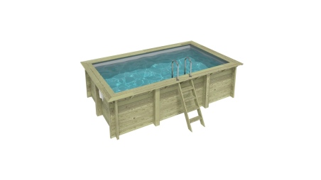 Piscina de madera AQUA 4.65 x 2.85 - H.1.24 m, gris, con vigas a atornillar a la solera