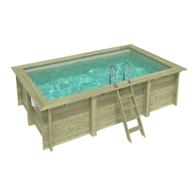 Piscina de madera AQUA 4.65 x 2.85 - H.1.24 m, arena, con vigas a atornillar a la solera