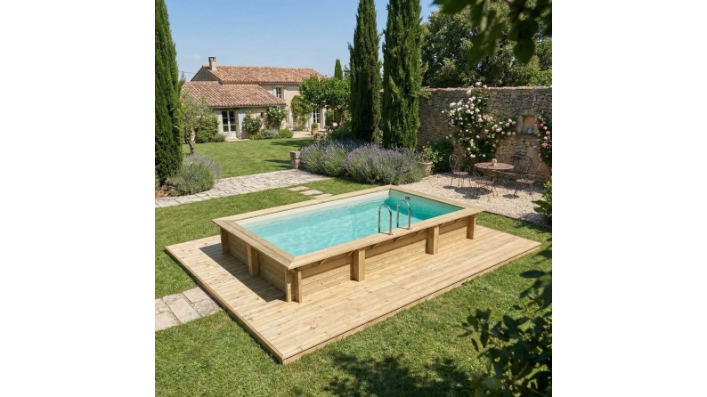 Piscina de madera AQUA 4.65 x 2.85 – H.1.24 m, arena, sobre bastidor - sin solera