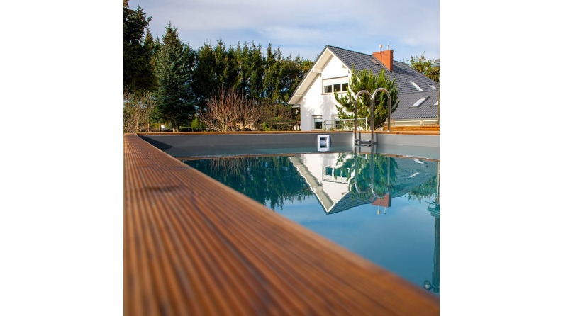 Piscina de madera AQUA 6.1 x 2.85 - H.1.31 m, arena, con vigas a atornillar a la solera