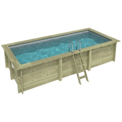 Piscina de madera AQUA 6.1 x 2.85 – H.1.31 m, gris, sobre bastidor - sin solera