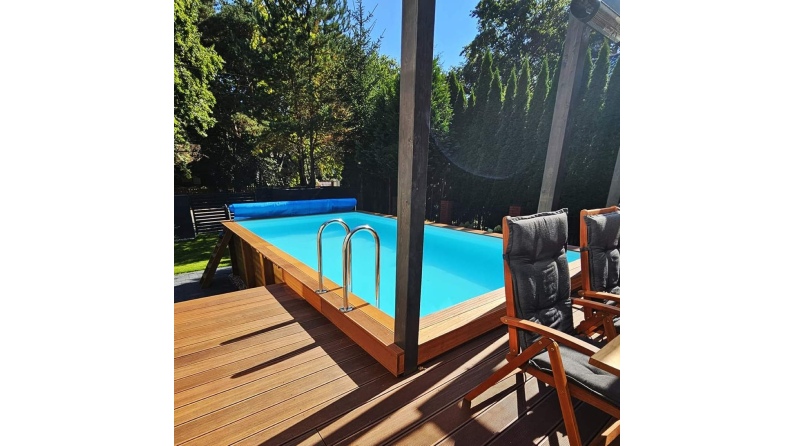 Piscina de madera AQUA 6.1 x 2.85 – H.1.31 m, gris, sobre bastidor - sin solera