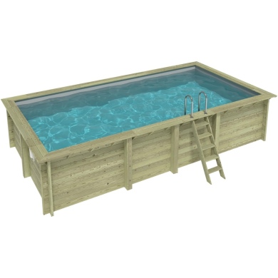 Piscina de madera AQUA 7 x 3.75 – H.1.45 m, gris, 