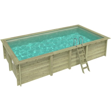 Piscina de madera AQUA 7 x 3.75 – H.1.45 m, arena, sobre bastidor - sin solera