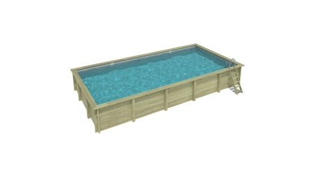 Piscina de madera AQUA 10.2 x 5.2 - H.1.45 m, gris, con vigas a atornillar a la solera