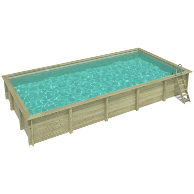 Piscina de madera AQUA 10.2 x 5.2 - H.1.45 m, arena, con vigas a atornillar a la solera