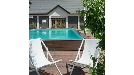 Piscina de madera AQUA 10.2 x 5.2 – H.1.45 m, gris, sobre bastidor - sin solera