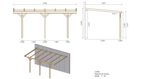 Cochera 3x5.24 m - 15 m2 - apoyado contra 