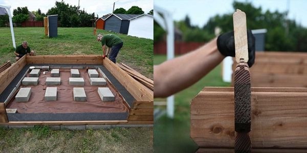 Preparación para la construcción de una caseta de madera