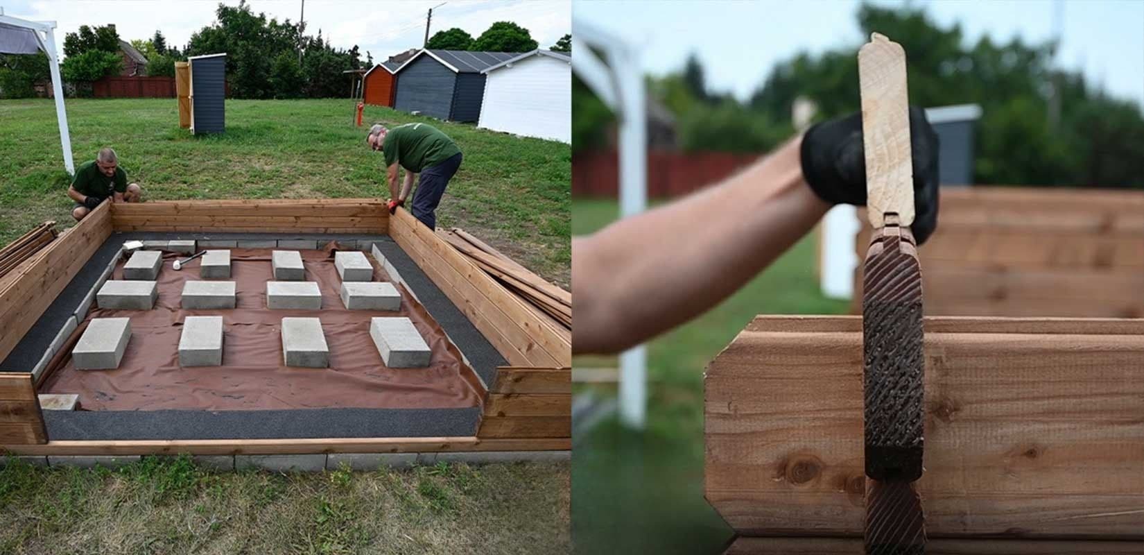 Preparación para la construcción de una caseta de madera